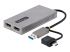 107B-USB-HDMI - StarTech.com USB to Dual HDMI Adapter, USB A/C to 2x HDMI Monitors (1x 4K 30Hz, 1x 1080p), Integrated USB-A to C Dongle, 4in/11cm Cable, Windows & macOS - Vänster vinkel